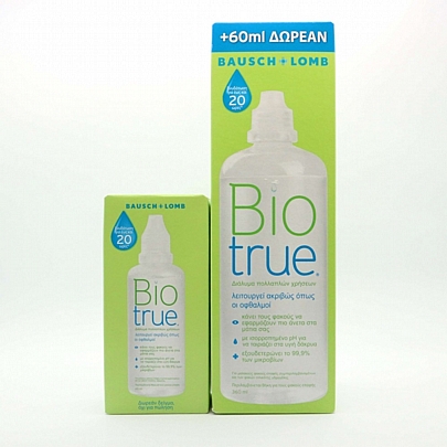 BIOTRUE συμβατικό υγρό φακών επαφής
360ml + 60ml