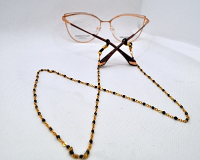Gold chain with black beads - Gold
